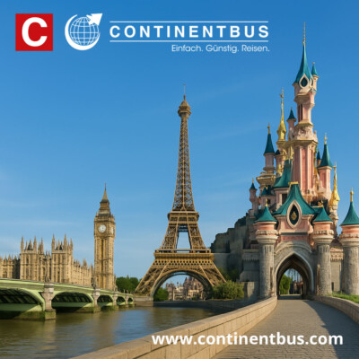 CONTINENTBUS – Busreisen nach London, Paris und Disneyland mit über 100 Abfahrten aus Deutschland